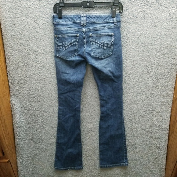 White House Black Market 00S Blanc Blue Solid Bootcut Jeans 28" 29.75" 7.75" - Picture 7 of 12